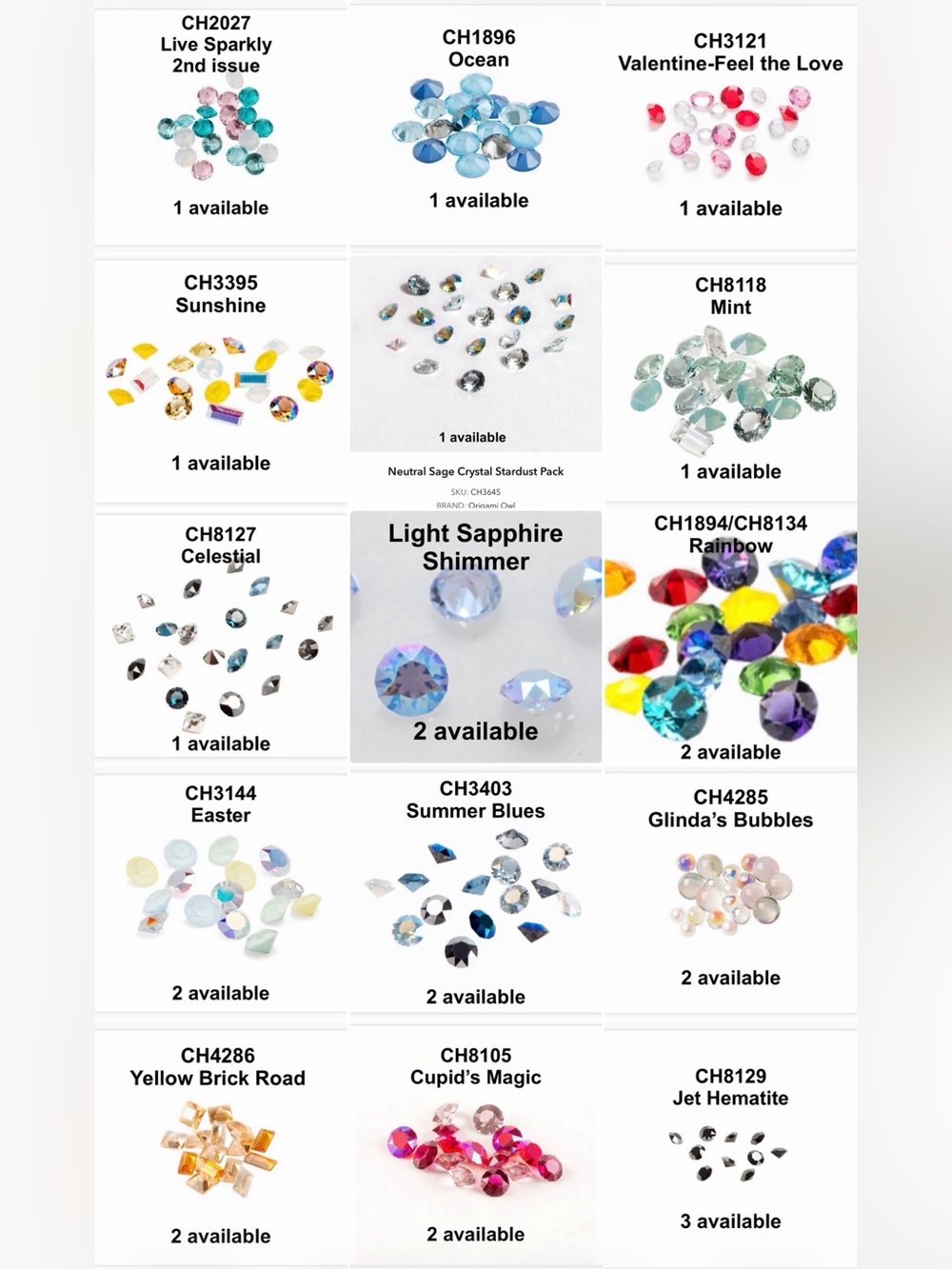 Origami Owl Crystal Rhinestones Stardust Packs